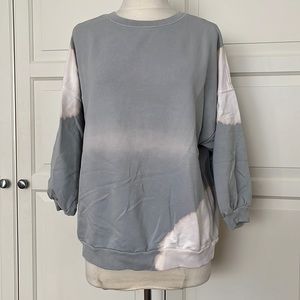 All Saints distressed bleached 3/4 length sleeve crewneck pullover sweatshirt